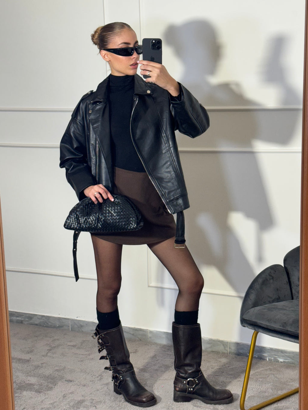 Giubbotto ecopelle oversize