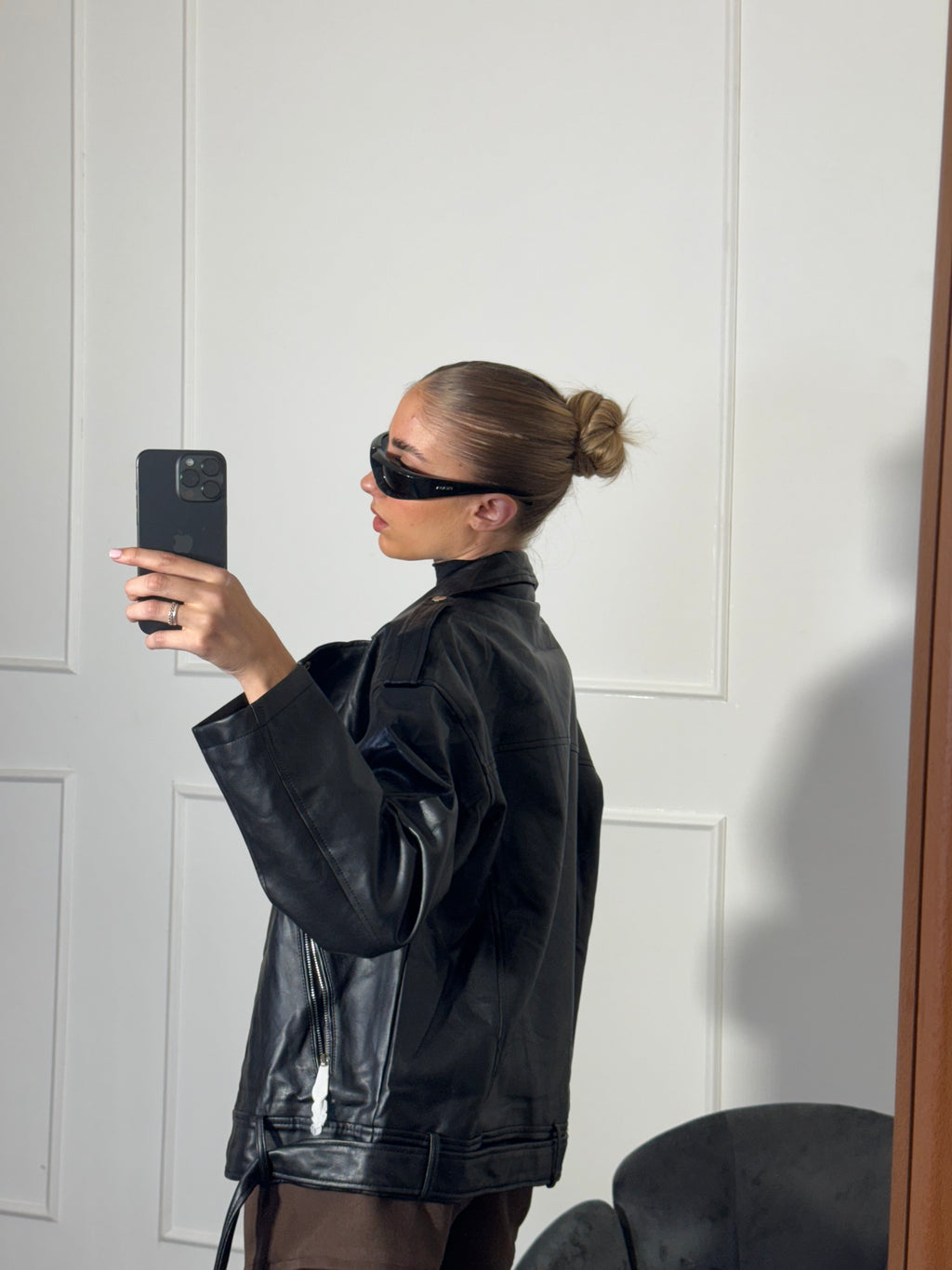 Giubbotto ecopelle oversize