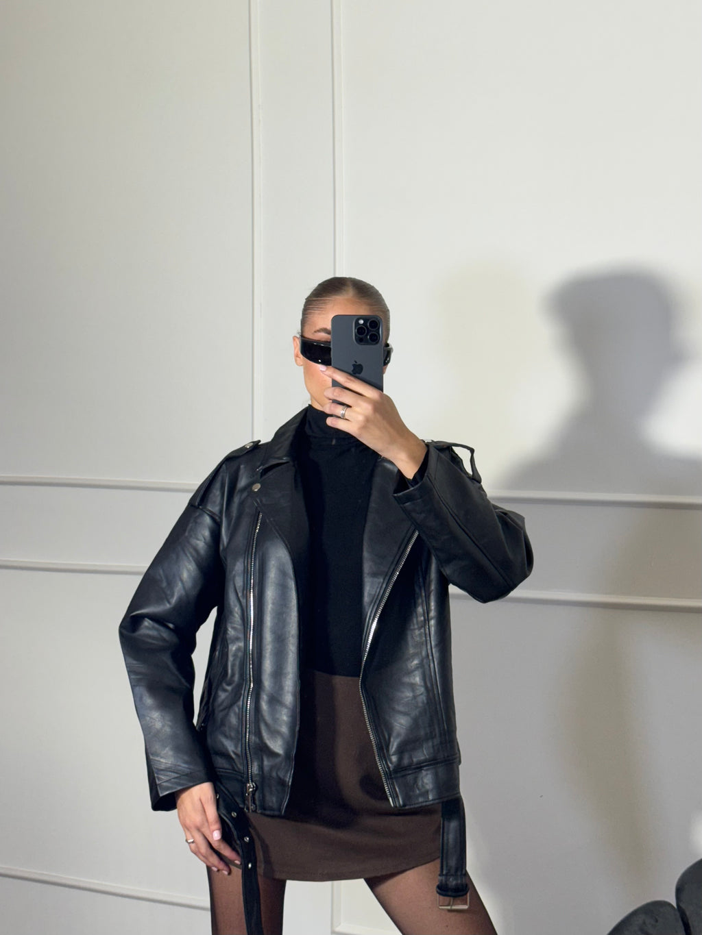 Giubbotto ecopelle oversize